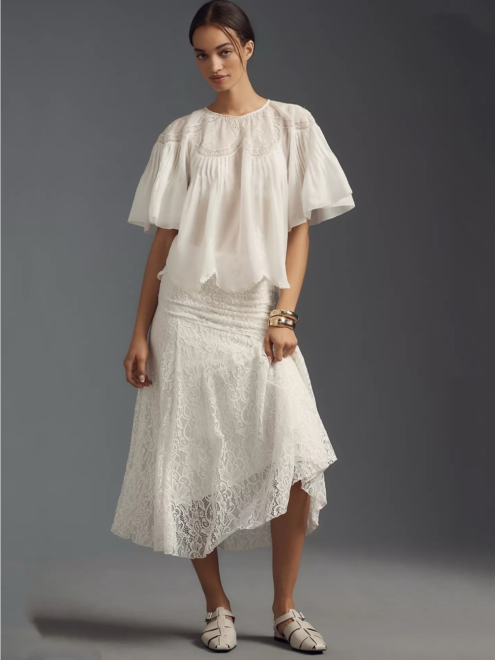 Farm Rio Off White Embroidery Short Sleeve Blouse